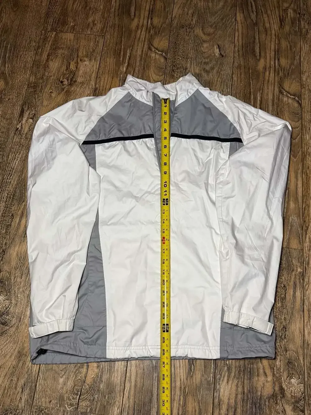 Adidas Climastorm Full Zip Windbreaker Jacket White and Gray